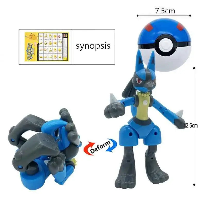 Figura Pokémon Transformable Pokeball - Pikachu Mewtwo Gyarados Deformación Niños