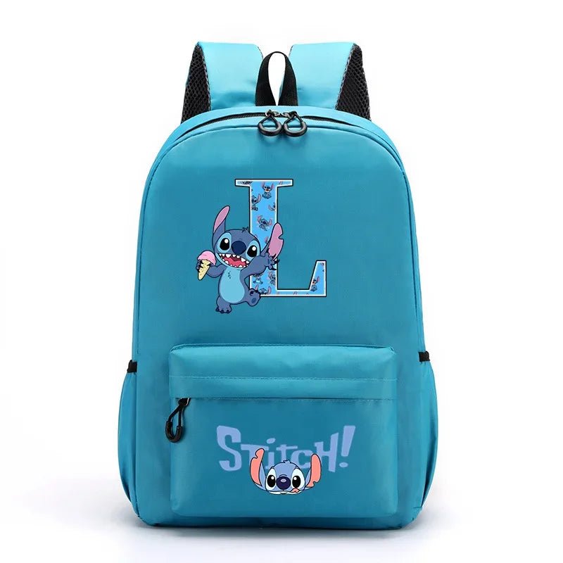 Mochila Disney Stitch para Niños - Letras A-Z Escolar Ligera y Adorable - Huellitas de Vida