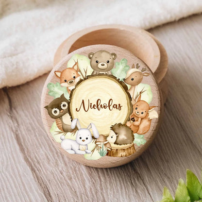 Caja Personalizada Dientes Bebé Madera - Caja Keepsake Ratoncito Pérez Recuerdo Personalizable - Huellitas de Vida