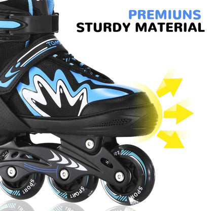 Roller Blades Kids Adjustable Roller Skates with Light-Up Wheels Secure Triple Closure System for Girls Boys Toddler Smooth