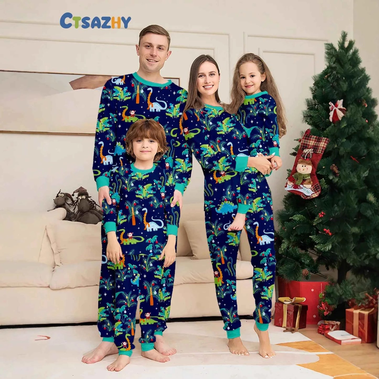 Pijama Navidad Familiar Verde Algodón - Conjunto Mamá Niños Bebé Perro 2025