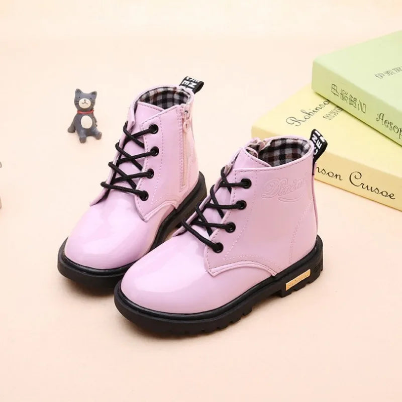 Botas Tobillo Niños Impermeables - Calzado PU Antideslizante Primavera Otoño Azul Moda - Huellitas de Vida