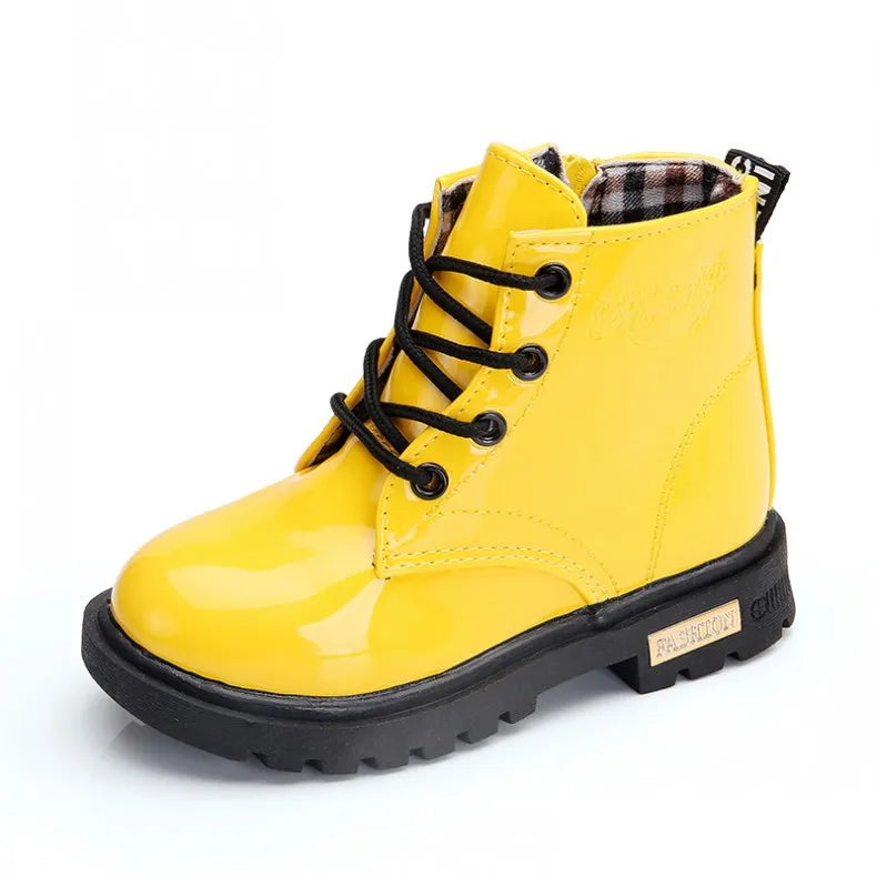 Botas Tobillo Niños Impermeables - Calzado PU Antideslizante Primavera Otoño Azul Moda - Huellitas de Vida