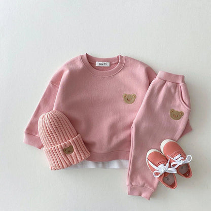 Conjunto Ropa Bebé Niño Niña Otoño - Sudadera Oso Deportivo + Pantalón 2 Piezas - Huellitas de Vida