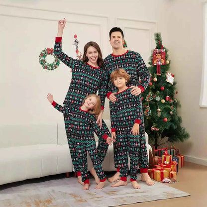 Pijama Navidad Familiar Verde Algodón - Conjunto Mamá Niños Bebé Perro 2025