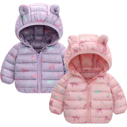 Chaqueta Unicornio Niñas Otoño Invierno - Abrigo Capucha Animales Cálido - Huellitas de Vida