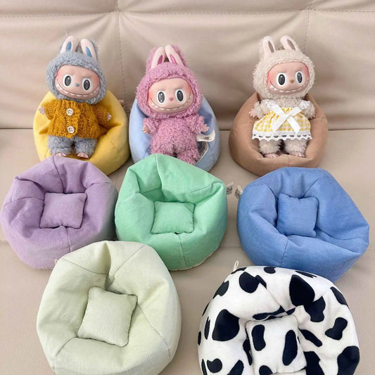 Sofá Cama de Franela para Labubu 17cm - Plush Soft Sleeping Seat - Huellitas de Vida