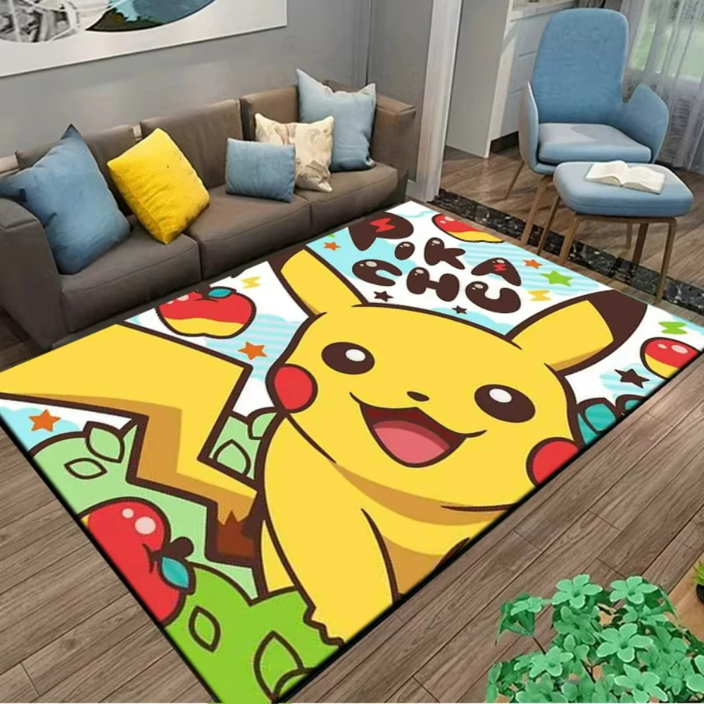 Alfombra Pikachu Pokémon 120x160cm - Tapete Antideslizante Habitación Niños Sala Juegos Anime - Huellitas de Vida