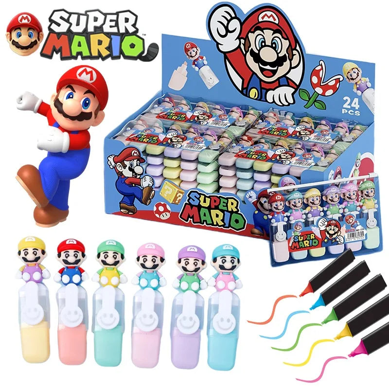 Rotuladores Super Mario Bros 6 Piezas - Marcadores Niños Vuelta al Cole - Huellitas de Vida