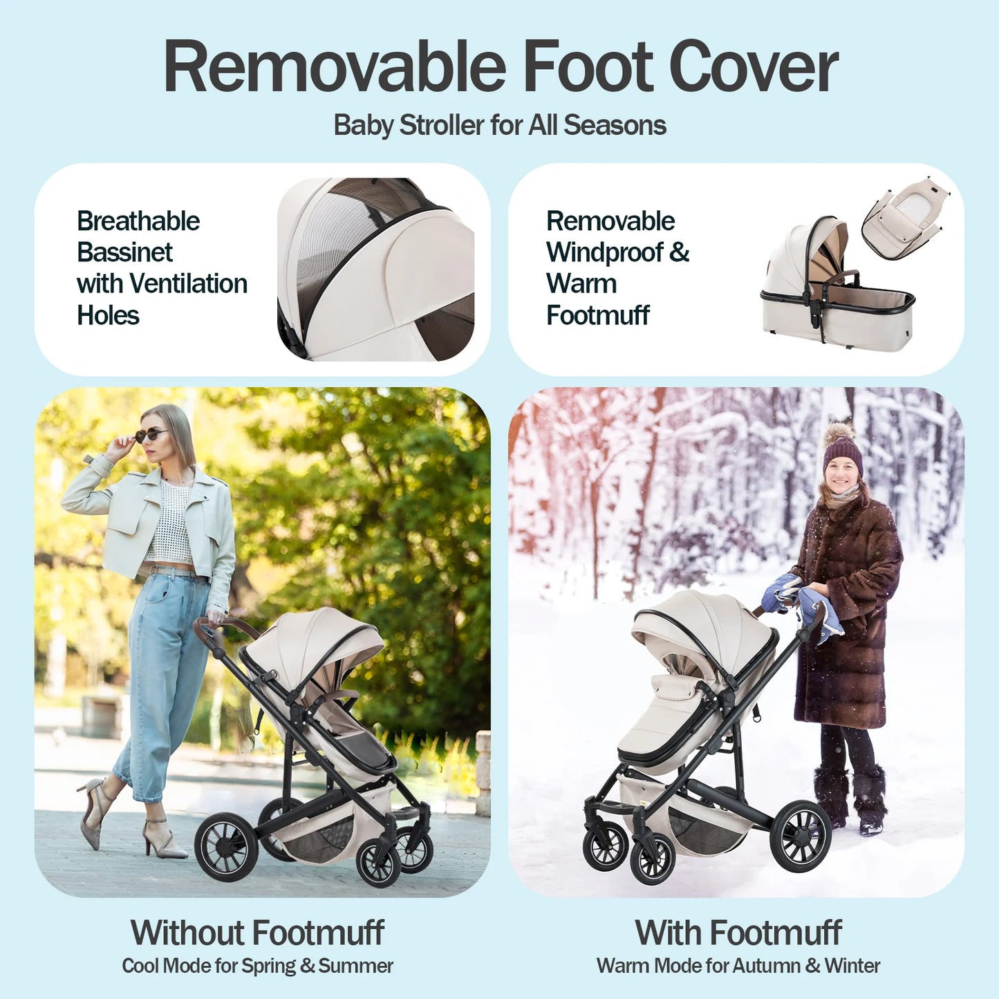 Cochecito Bebé 3 en 1 Portátil