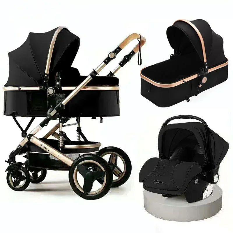 Cochecito Bebé 3 en 1 - Sistema Viaje Multifuncional Recién Nacido Silla Coche Capazo - Huellitas de Vida