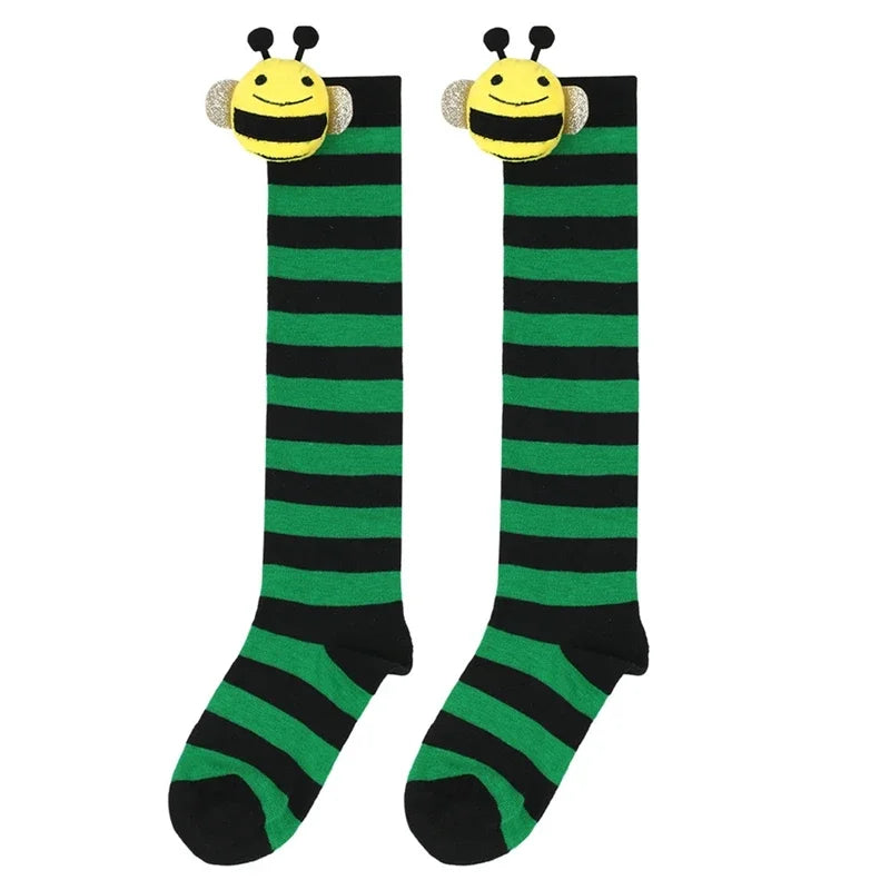 Calcetines Halloween Niña - Medias Altas Rayadas Disfraz Abeja 7-12 Años - Huellitas de Vida