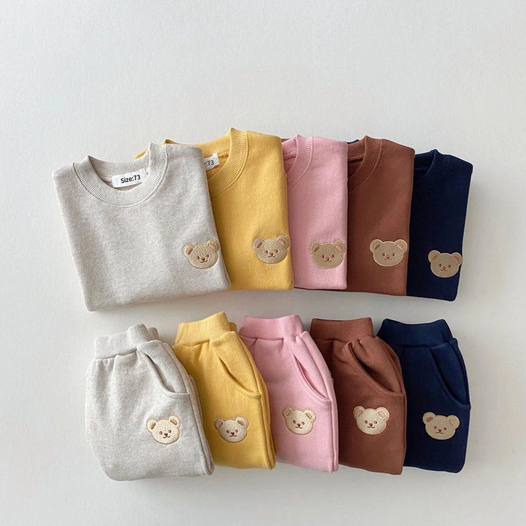 Conjunto Ropa Bebé Niño Niña Otoño - Sudadera Oso Deportivo + Pantalón 2 Piezas - Huellitas de Vida