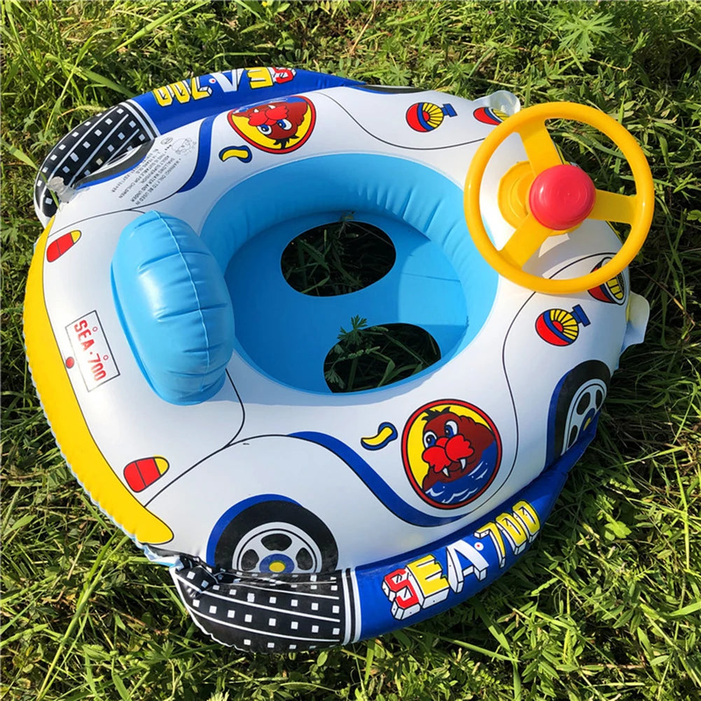 Flotador Bebé Piscina con Sombrilla - Asiento Hinchable Seguridad Natación Juguete Acuático - Huellitas de Vida