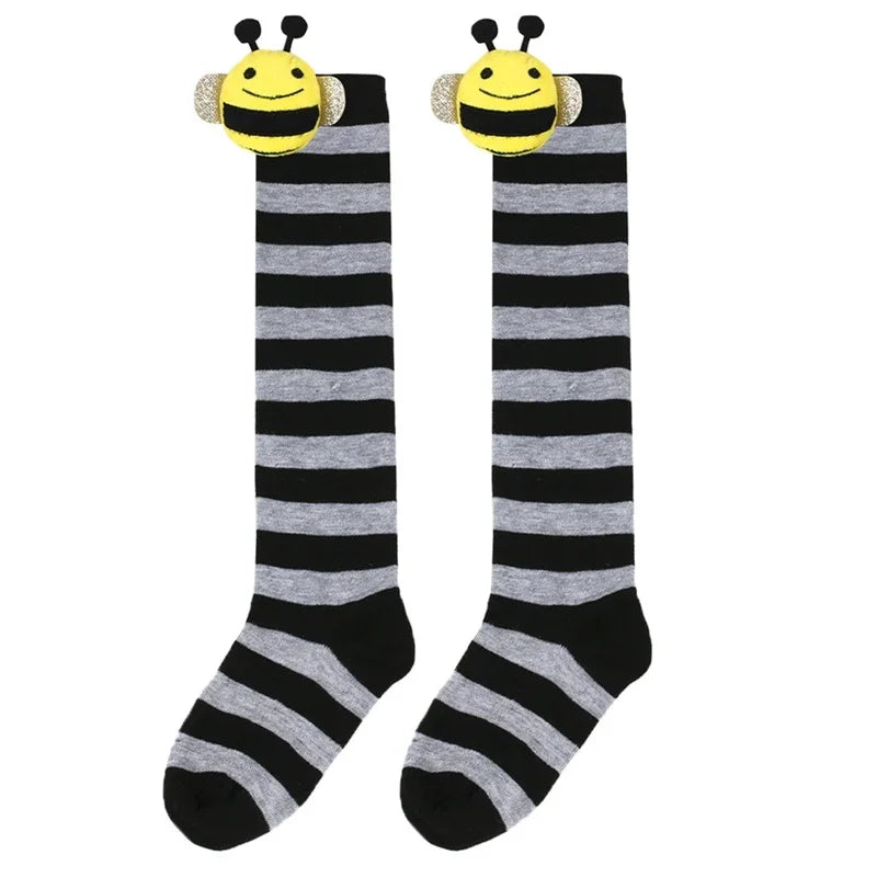 Calcetines Halloween Niña - Medias Altas Rayadas Disfraz Abeja 7-12 Años - Huellitas de Vida