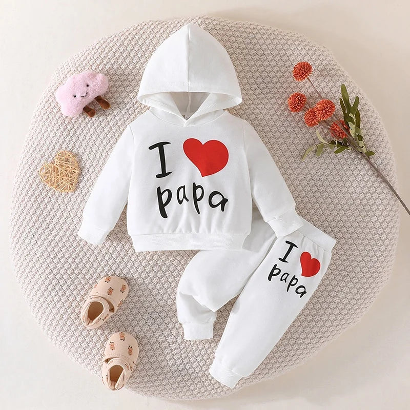 Conjunto Bebé Capucha Letras 3-24 Meses - Sudadera y Pantalón Algodón