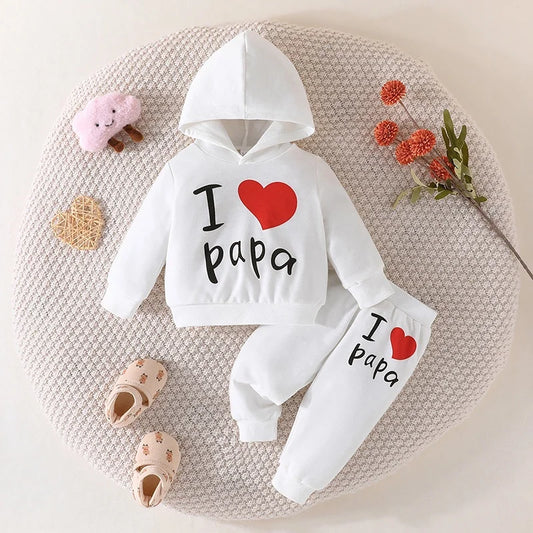Conjunto Bebé Capucha Letras 3-24 Meses - Sudadera y Pantalón Algodón