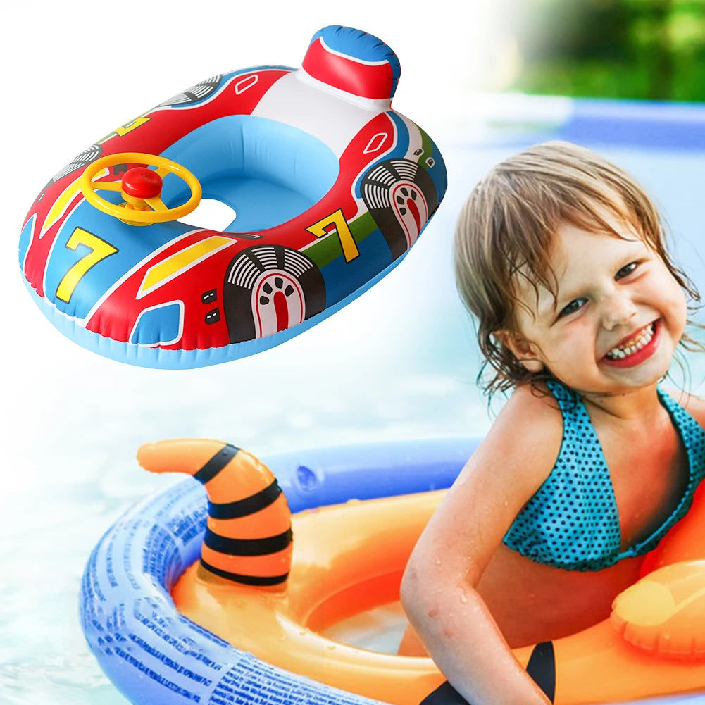Flotador Bebé Piscina con Sombrilla - Asiento Hinchable Seguridad Natación Juguete Acuático - Huellitas de Vida
