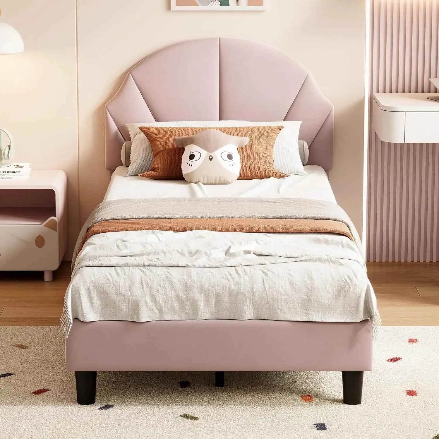 Cama Infantil Princesa 90x200 Acolchada Altura Ajustable - Cabecero Corona LED