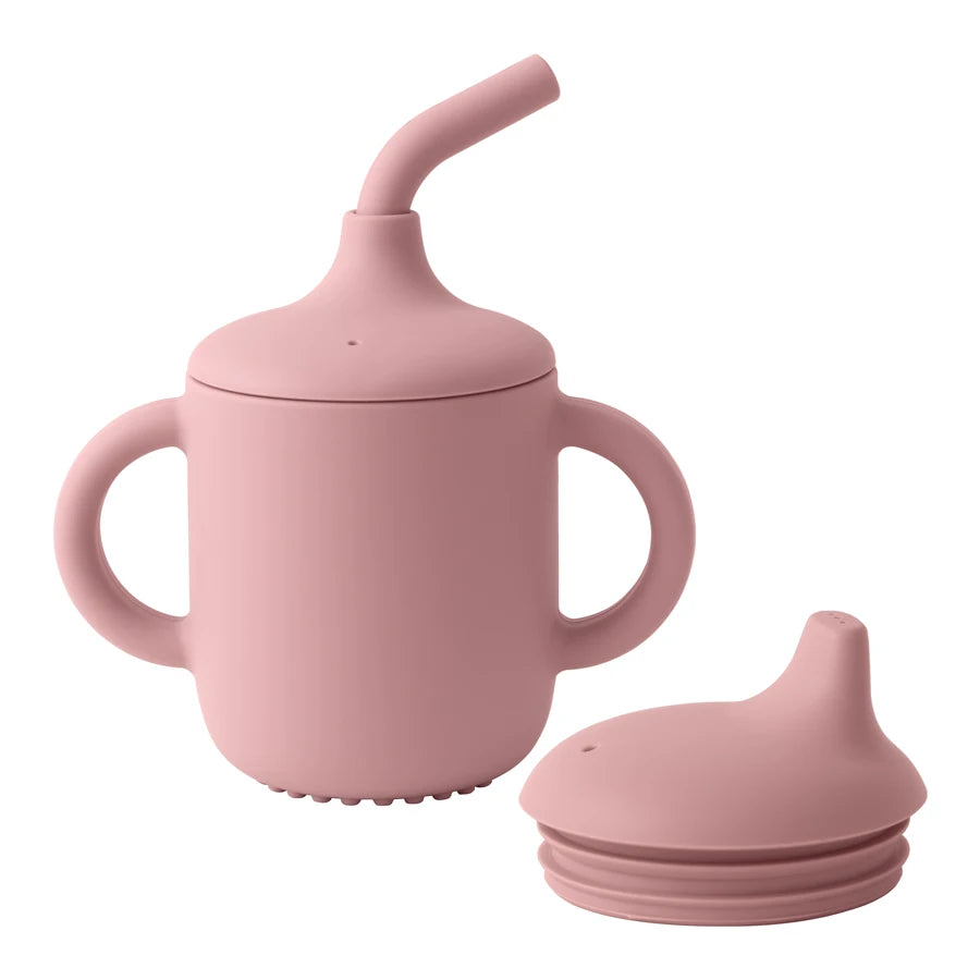 Vaso Sippy Silicona Bebé Doble Tapa - Botella Agua Portátil Aprendizaje Alimentación Sin BPA - Huellitas de Vida