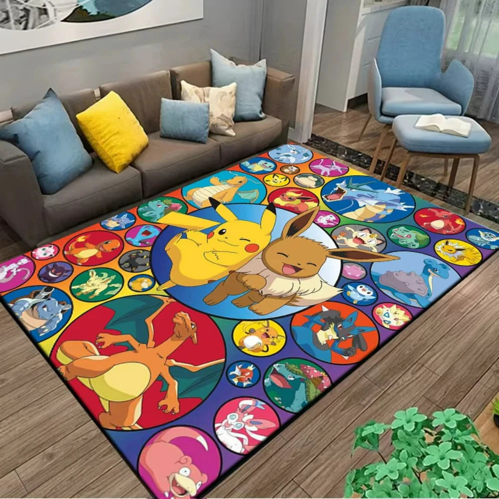 Alfombra Pikachu Pokémon 120x160cm - Tapete Antideslizante Habitación Niños Sala Juegos Anime - Huellitas de Vida