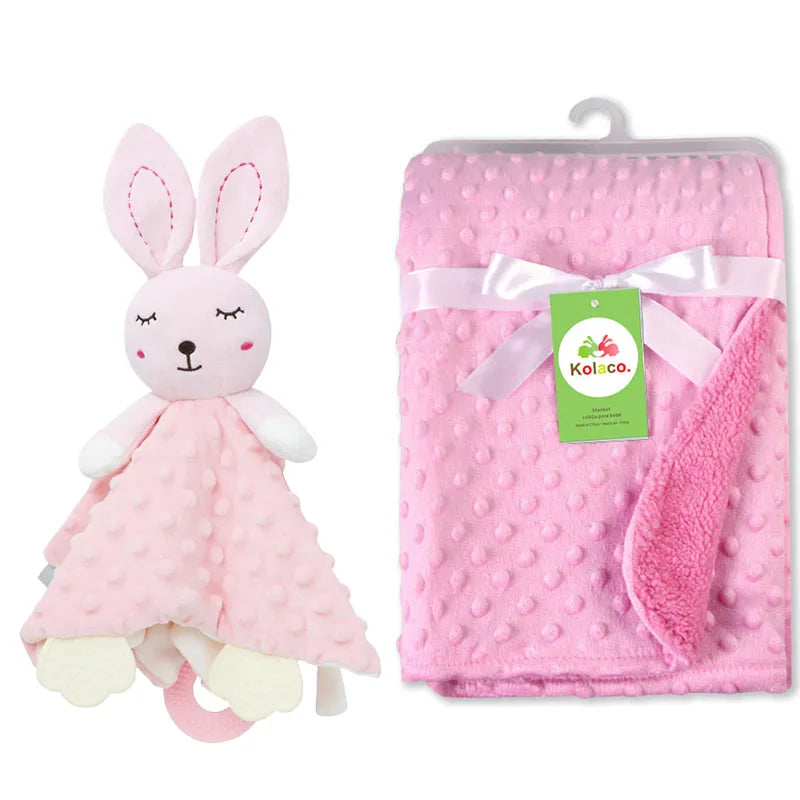 Set Manta Personalizada Muñeco Seguridad Bebé - Manta Nombre Animal Cochecito Regalo 2 Piezas - Huellitas de Vida