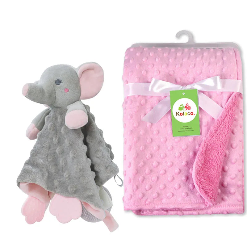 Set Manta Personalizada Muñeco Seguridad Bebé - Manta Nombre Animal Cochecito Regalo 2 Piezas - Huellitas de Vida