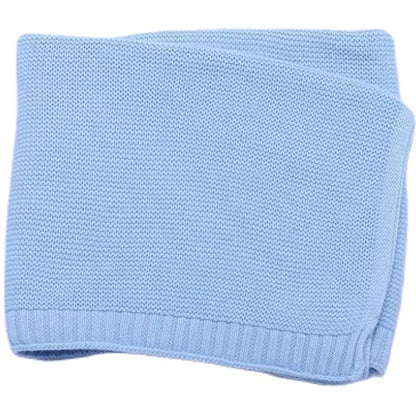 Manta Personalizada Algodón Tejido Bebé - Manta Bordada Nombre Recién Nacido Cochecito Azul Marino - Huellitas de Vida