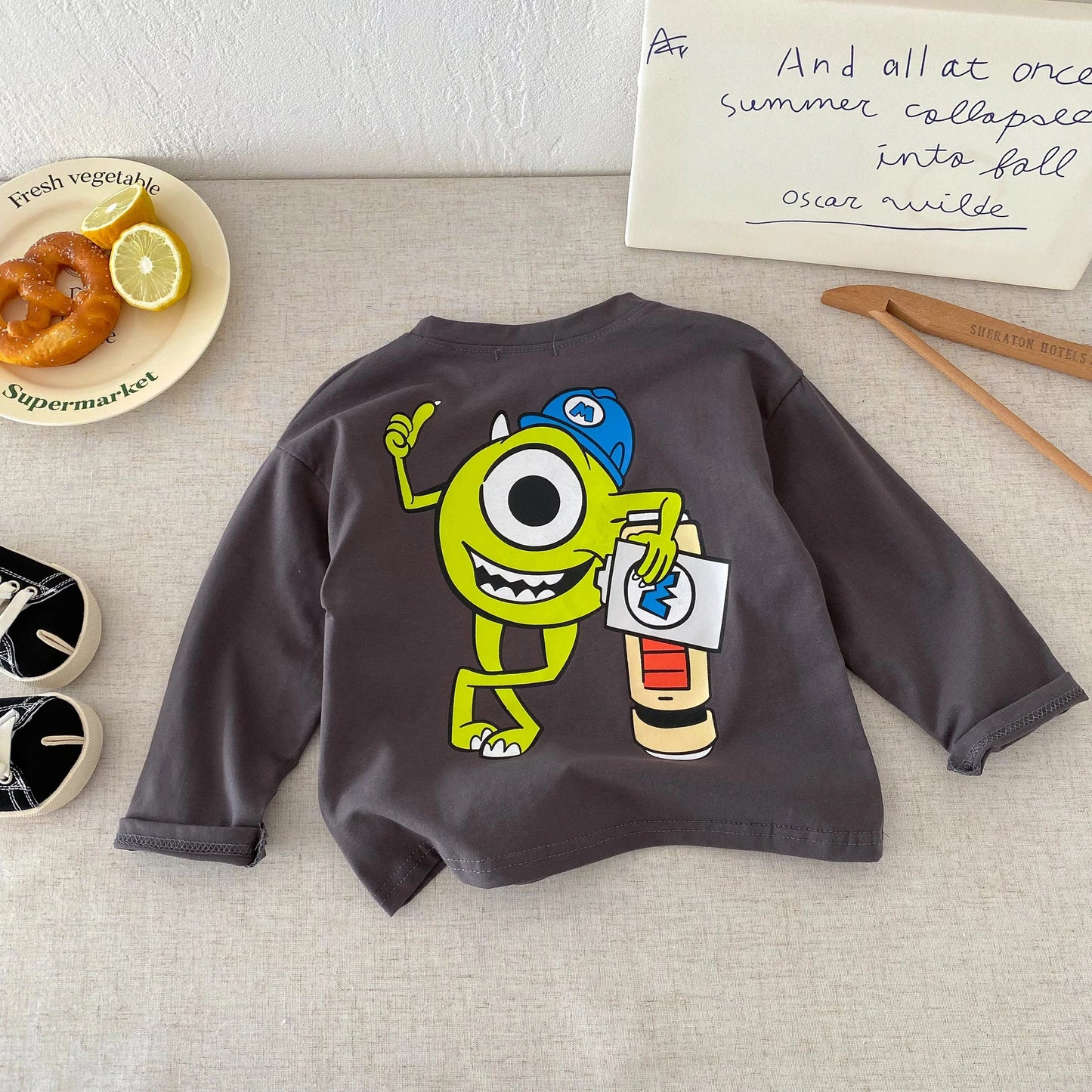 Camiseta Algodón Bebé Otoño - Top Manga Larga Cuello Redondo Casual Niños Niñas Única - Huellitas de Vida