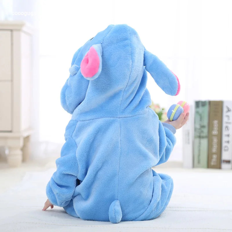Pelele Anime Bebé Azul Franela - Pijama Recién Nacido Niño Niña Body Cálido Invierno Halloween - Huellitas de Vida