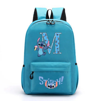 Mochila Disney Stitch para Niños - Letras A-Z Escolar Ligera y Adorable - Huellitas de Vida