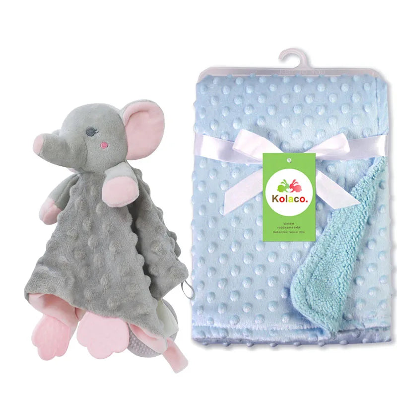 Set Manta Personalizada Muñeco Seguridad Bebé - Manta Nombre Animal Cochecito Regalo 2 Piezas - Huellitas de Vida