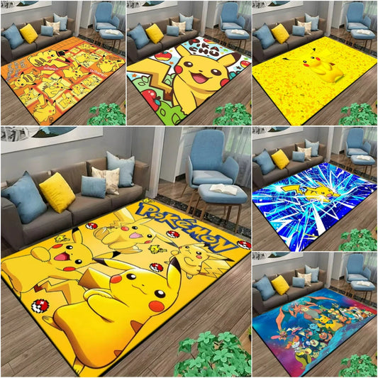 Alfombra Pikachu Pokémon 120x160cm - Tapete Antideslizante Habitación Niños Sala Juegos Anime - Huellitas de Vida