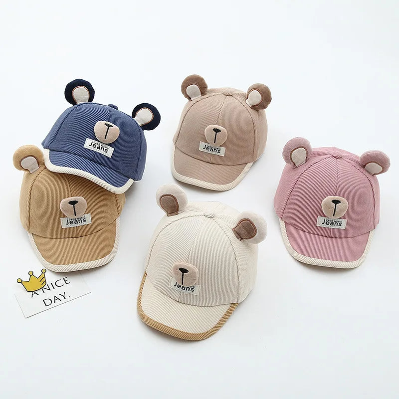 Gorra Bebé Orejas Oso - Gorro Baseball Algodón Primavera Protección Solar - Huellitas de Vida