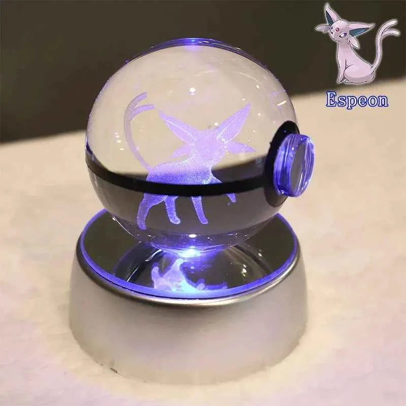 Bola Cristal 3D Pokémon Umbreon con Lámpara - Figura Cristal Pokeball Regalo Niños