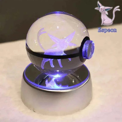 Bola Cristal 3D Pokémon Umbreon con Lámpara - Figura Cristal Pokeball Regalo Niños