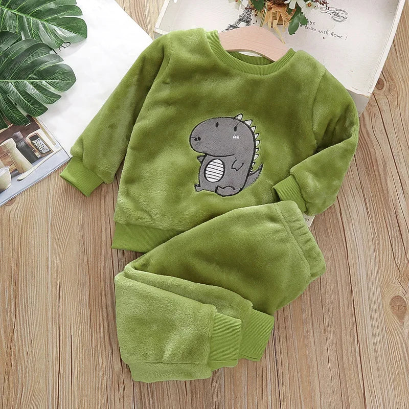 Pijama Franela Bebé Conjunto - Terciopelo Coral Cálido Dibujos Animados 2 Piezas - Huellitas de Vida