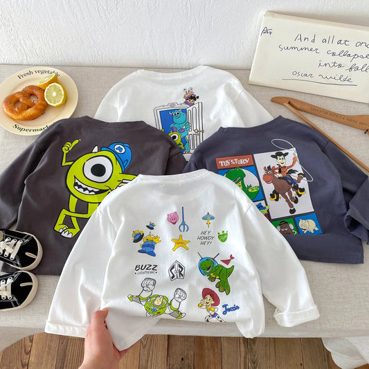 Camiseta Algodón Bebé Otoño - Top Manga Larga Cuello Redondo Casual Niños Niñas Única - Huellitas de Vida