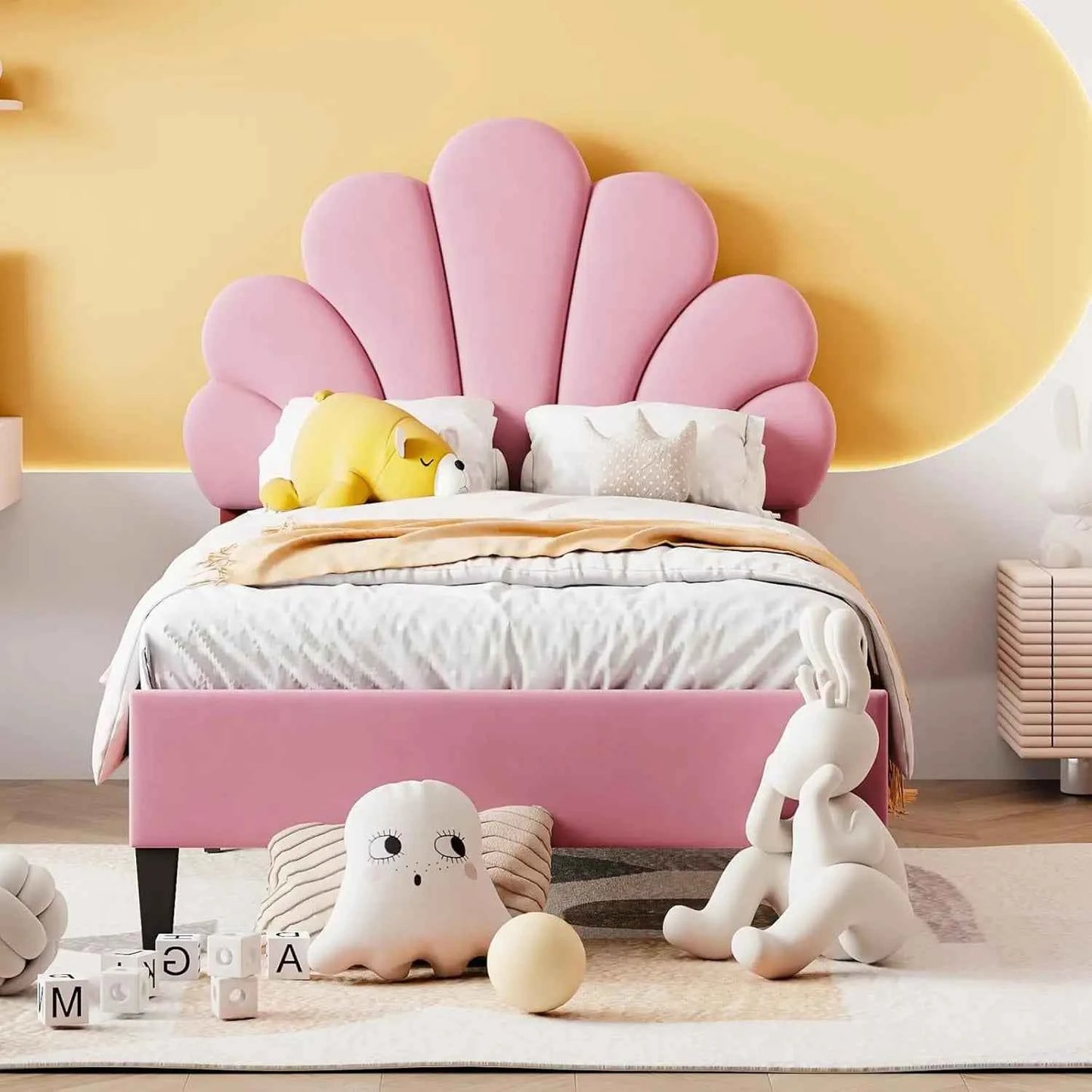 Cama Infantil Princesa 90x200 Acolchada Altura Ajustable - Cabecero Corona LED