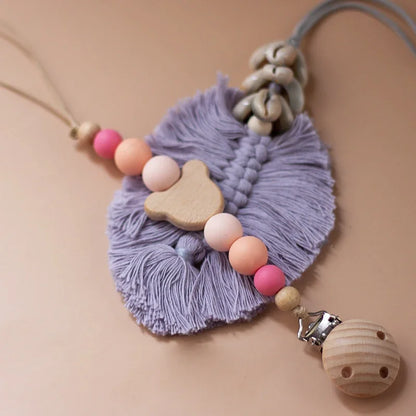 Cadena Chupete Personalizada Madera - Cadena Silicona Nombre Bebé Mordedor Recién Nacido Regalo - Huellitas de Vida