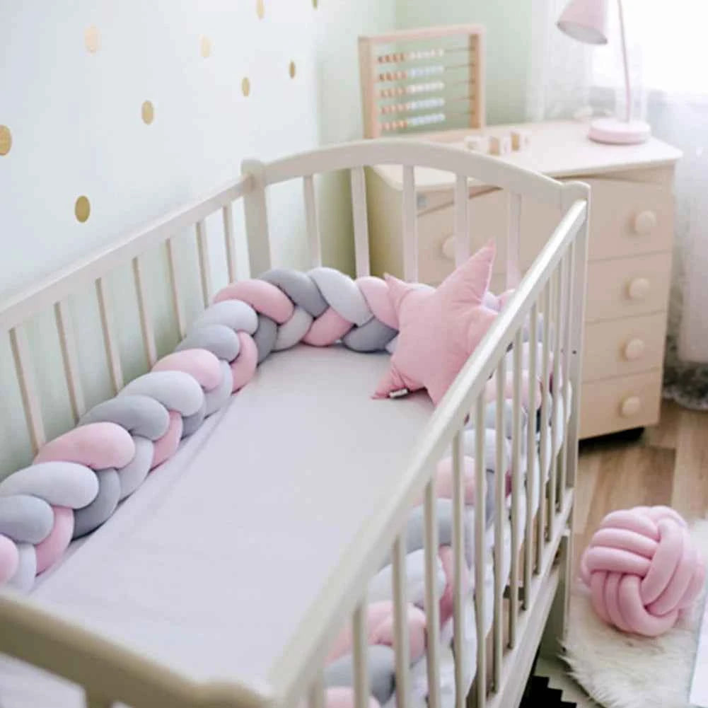 1M Baby Bumper Bed Braid Knot Pillow Cushion Bumper for Infant Bebe Crib Protector Cot Bumper Room Decor Baby Crib Protector