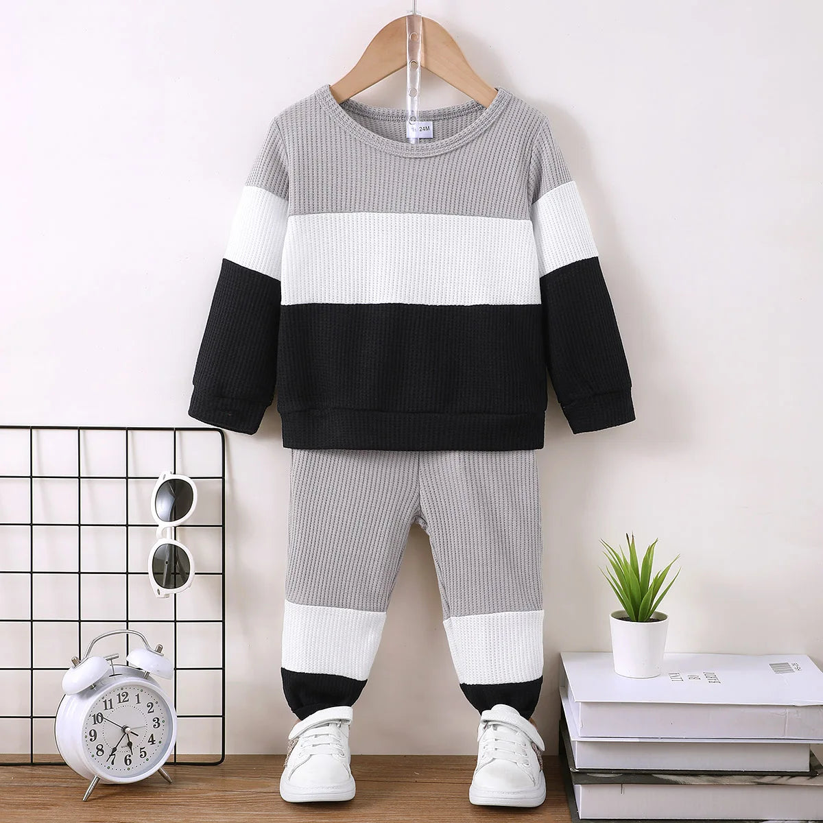 Conjunto Deportivo Niños Bloques Color - Sudadera y Pantalón Primavera Otoño