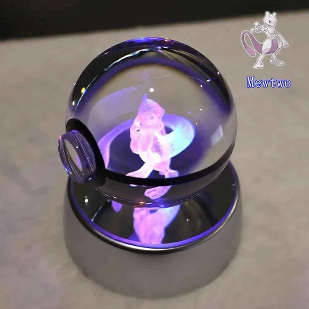 Bola Cristal 3D Pokémon Umbreon con Lámpara - Figura Cristal Pokeball Regalo Niños