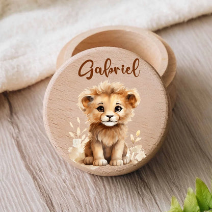 Caja Personalizada Dientes Bebé Madera - Caja Keepsake Ratoncito Pérez Recuerdo Personalizable - Huellitas de Vida