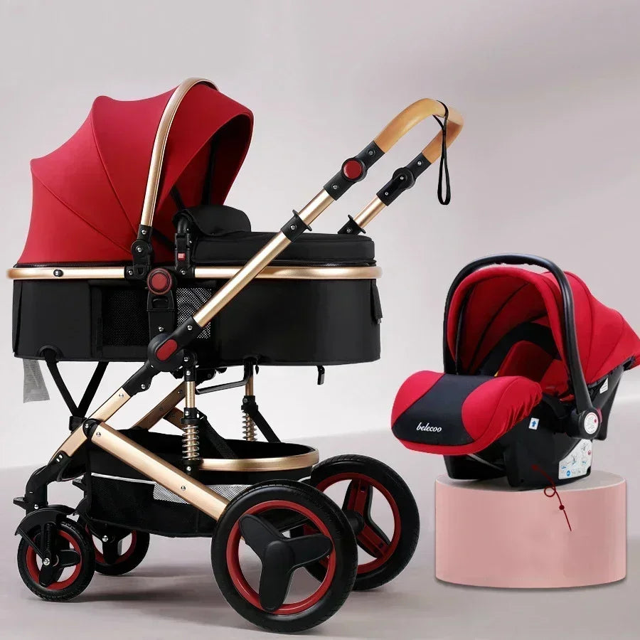 Cochecito Bebé 3 en 1 - Sistema Viaje Multifuncional Recién Nacido Silla Coche Capazo - Huellitas de Vida
