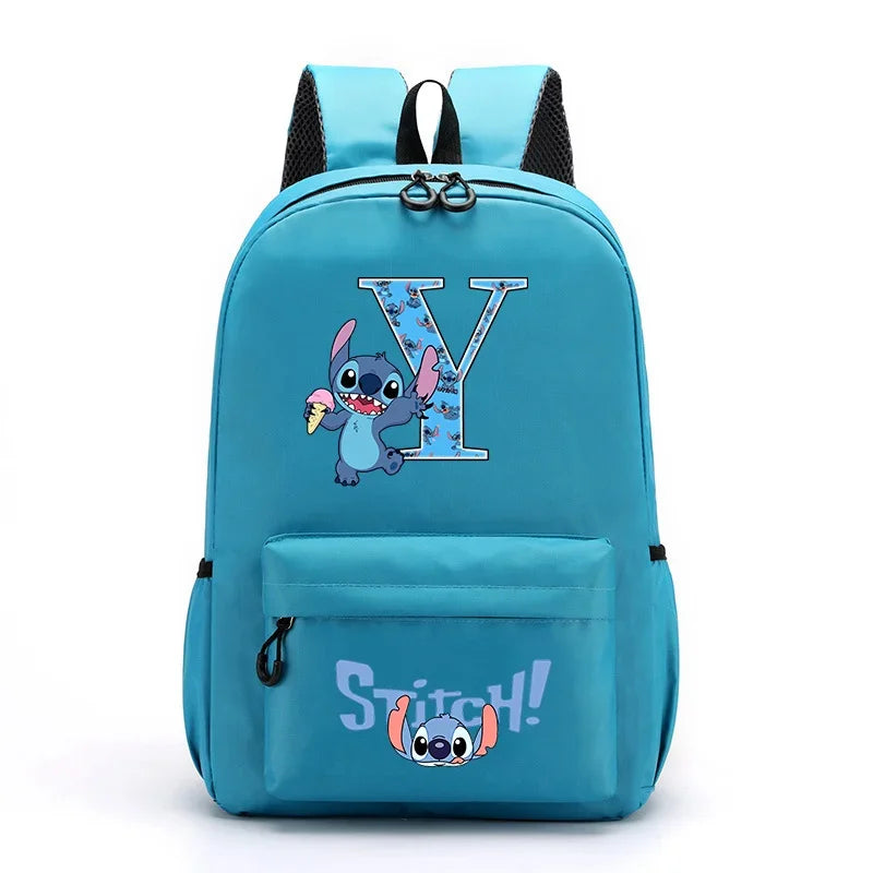 Mochila Disney Stitch para Niños - Letras A-Z Escolar Ligera y Adorable - Huellitas de Vida