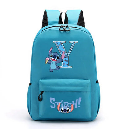 Mochila Disney Stitch para Niños - Letras A-Z Escolar Ligera y Adorable - Huellitas de Vida