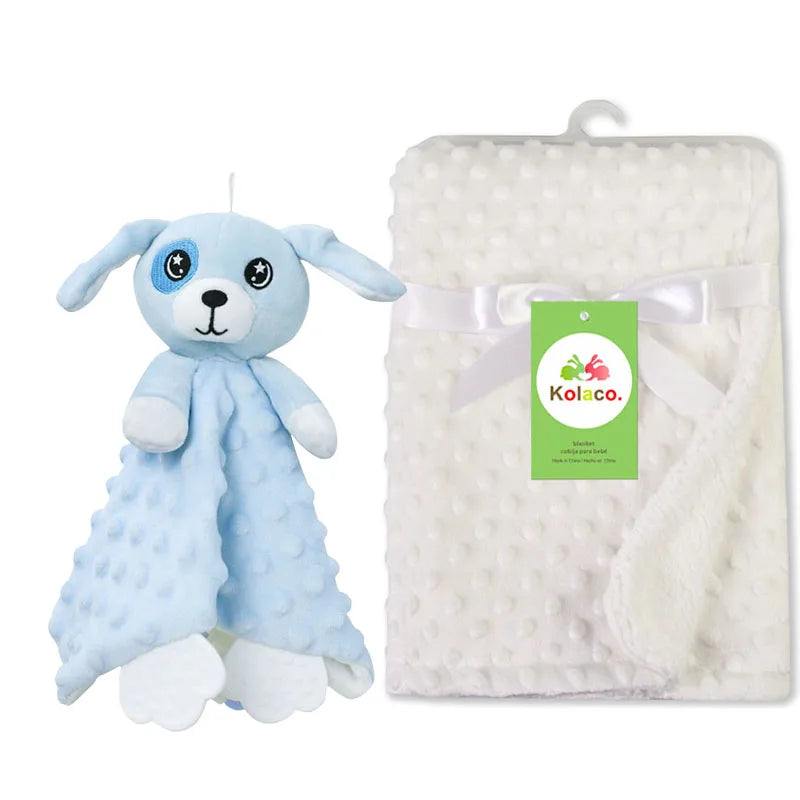 Set Manta Personalizada Muñeco Seguridad Bebé - Manta Nombre Animal Cochecito Regalo 2 Piezas - Huellitas de Vida