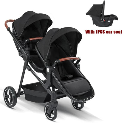 Cochecito Gemelar 3 en 1 Ultra Ligero 2 Sillas Coche - Plegable Multifuncional Gemelos