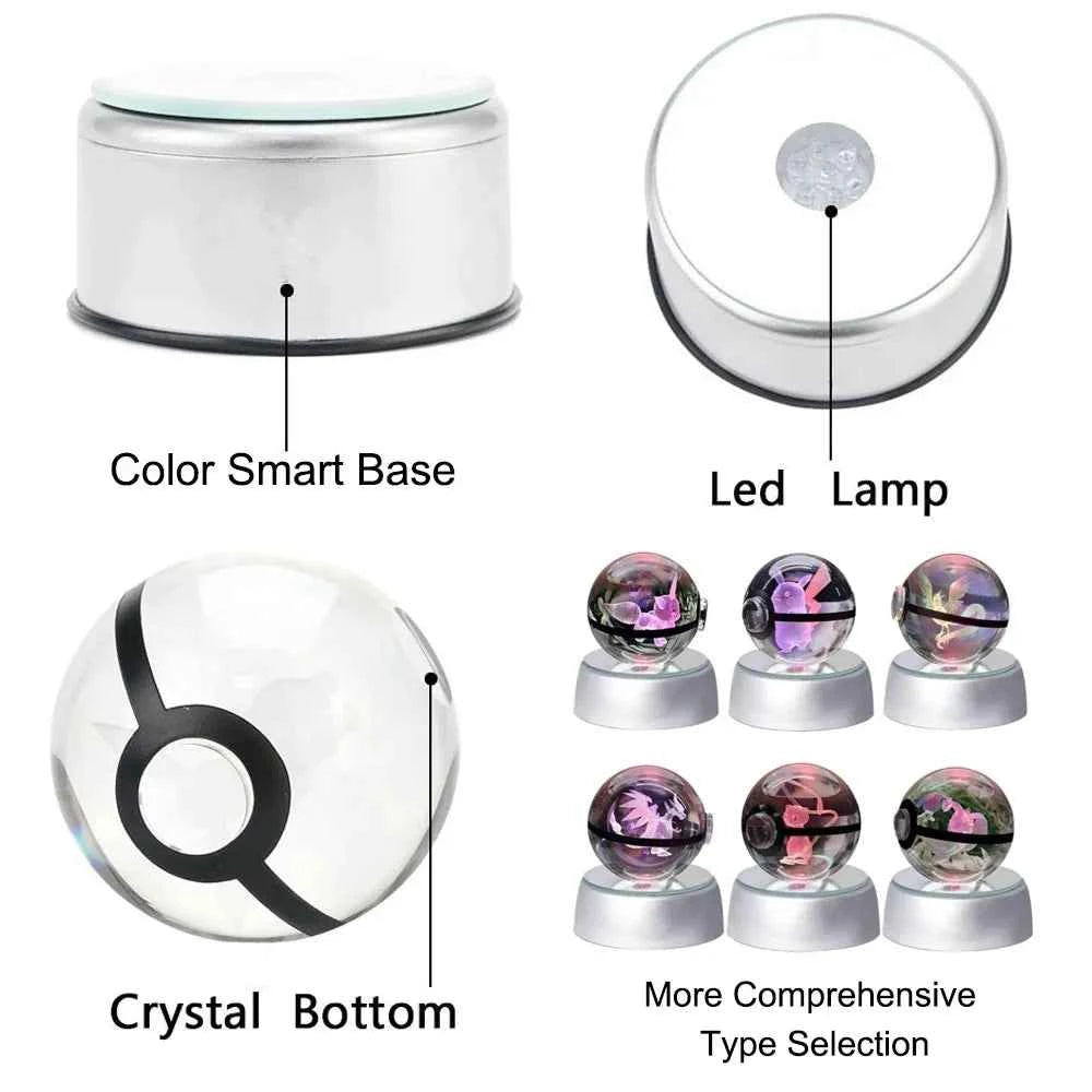 Bola Cristal 3D Pokémon Umbreon con Lámpara - Figura Cristal Pokeball Regalo Niños